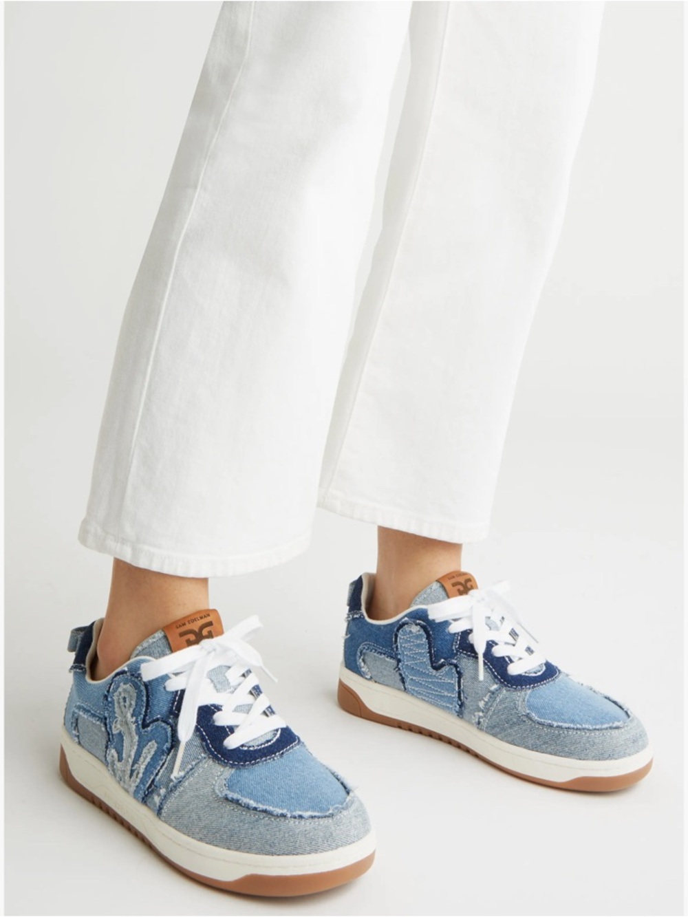 Sam Edelman Nordstrom Hayden Denim Sneakers Frayed Patchwork Women's 8.5